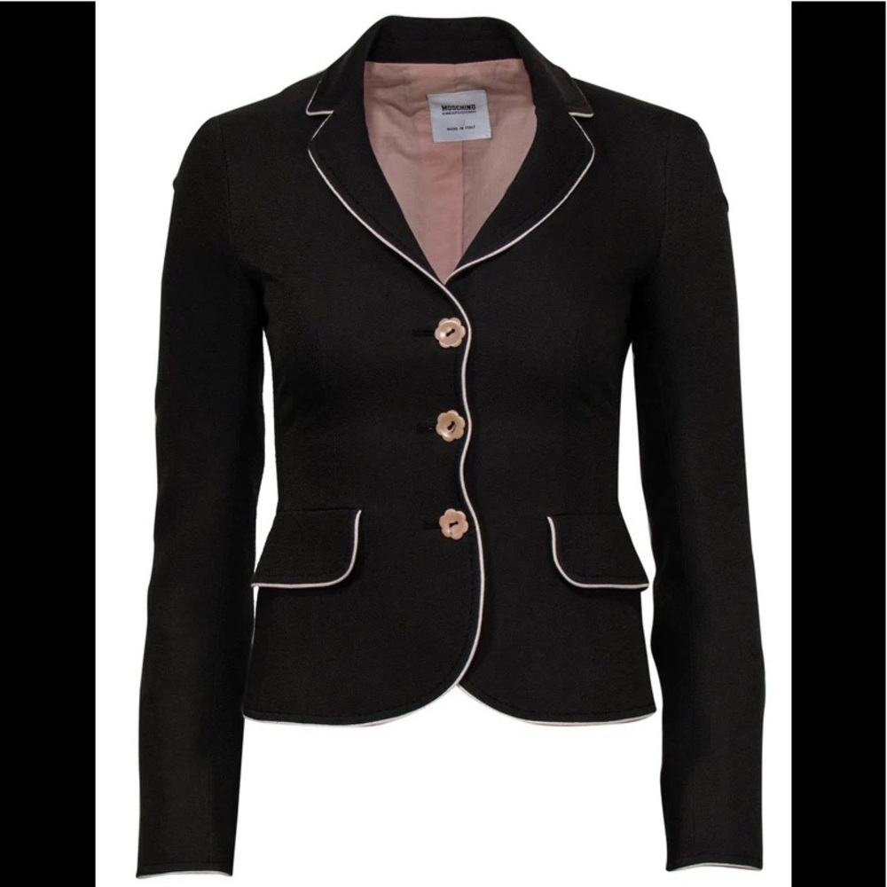 Moschino Cheap and Chic Brown Wool Flower Blazer, IT Size 40